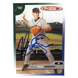 527291 Nick Green Autographed Baseball Card - Tmapa Bay Rays 2005 Topps Total No.413 Creased Damaged