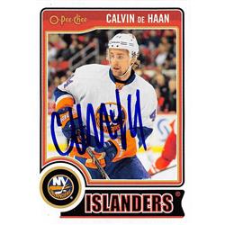 Picture of Autograph Warehouse 528094 Calvin De Haan Autographed Hockey Card - New York Islanders&#44; SC 2014 O-Pee-Chee No.33