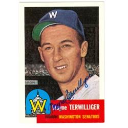 528302 Wayne Terwilliger Autographed Baseball Card - Washington Senators 1991 Topps Archives 1953 No.159