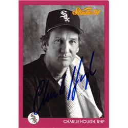 538849 Charlie Hough Autographed Baseball Card - Chicago White Sox, 67 1991 Leaf Studio No.35