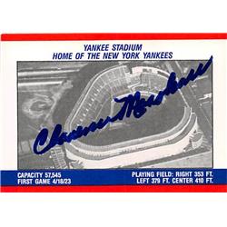539189 Clarence Cuddles Marshall Autographed Baseball Card sticker back New York Yankee Stadium