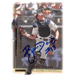 539332 Ben Davis Autographed Baseball Card - San Diego Padres 2001 Fleer Triple Crown No.184