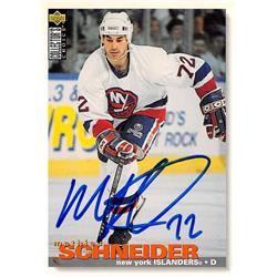 Picture of Autograph Warehouse 528273 Mathieu Schneider Autographed Hockey Card - New York Islanders&#44; SC 1995 Upper Deck No.322