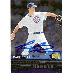 527402 Mark Prior Autographed Baseball Card - Chicago Cubs 2004 Upper Deck World Series Heroes No.WS12