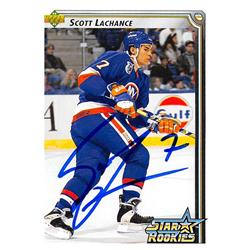 Picture of Autograph Warehouse 528026 Scott Lachance Autographed Hockey Card - New York Islanders&#44; SC 1993 Upper Deck Star Rookies No.409
