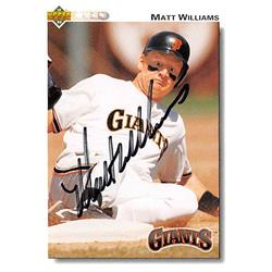 528605 Matt Williams Autographed Baseball Card - San Francisco Giants 1992 Upper Deck No.154
