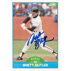 538806 Brett Butler Autographed Baseball Card - San Francisco Giants 1989 Score No.216