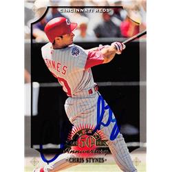 570605 Cincinnati Reds, SC Chris Stynes Autographed Baseball Card - 1998 Leafs Anniversary No.28