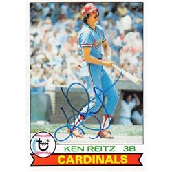 571162 St Louis Cardinals 3B Ken Reitz Autographed Baseball Card - 1979 Topps No.587