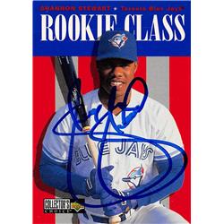 570657 Toronto Blue Jays, SC Shannon Stewart Autographed Baseball Card - 1996 Upper Deck Rookie Class No.433