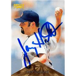 570776 San Diego Padres, SC Joey Hamilton Autographed Baseball Card - 1996 Pinnacle No.23