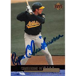 570941 Oakland Athletics Ryan Christenson Autographed Baseball Card - 2000 Upper Deck No.455