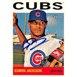 571129 Chicago Cubs Edwin Jackson Autographed Baseball Card - 2013 Topps Heritage No.127