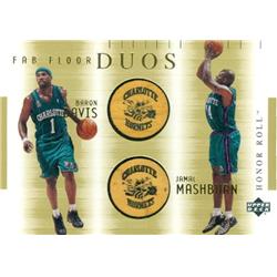 Charlotte Hornets Jamal Mashburn & Baron Davis Fab Floor Duos Patch Basketball Card - 2002 Upper Deck Honor Roll No.BDJMF