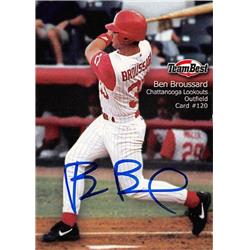 571902 Chattanooga Lookouts Cincinnati Reds FT Ben Broussard Autographed Baseball Card - 2000 Team Best No.120 Pre Rookie