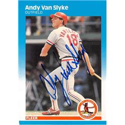 572294 St Louis Cardinals Andy Van Slyke Autographed Baseball Card - 1987 Fleer No.311