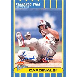 572368 St Louis Cardinals Fernando Vina Autographed Baseball Card - 1993 Fleer Platinum No.65