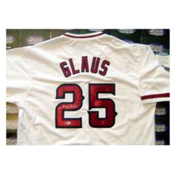 Picture of Autograph Warehouse 572133 Anaheim Angels Troy Glaus Autographed Baseball Jersey - BAS Authentication
