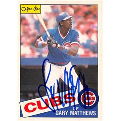 572260 Chicago Cubs Gary Matthews Autographed Baseball Card - 1985 O-Pee-Chee No.210