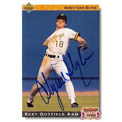 572495 Pittsburgh Pirates Andy Van Slyke Autographed Baseball Card - 1992 Upper Deck No.715 Diamond Skills