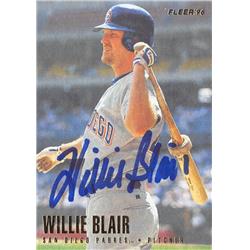 570793 San Diego Padres, SC Willie Blair Autographed Baseball Card - 1996 Fleer No.561