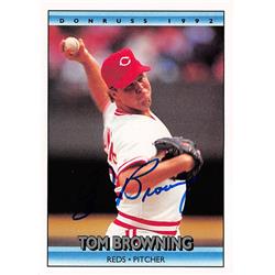 571005 Cincinnati Reds Tom Browning Autographed Baseball Card - 1992 Donruss No.136