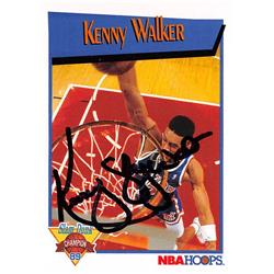 571331 New York Knicks, Sky Kenny Walker Autographed Basketball Card - 1991 Hoops Slam Dunk No.V