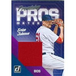571553 Boston Red Sox Brian Johnson Player Worn Jersey Patch Baseball Card - 2018 Panini Promising Pros No.PPMBJ