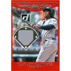 571559 Boston Red Sox Hanley Ramirez Player Worn Jersey Patch Baseball Card - 2017 Panini Donruss Diamond Collection No.DCHR