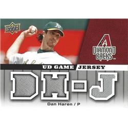 571586 Athletics, Diamondbacks Dan Haren Player Worn Jersey Patch Baseball Card - 2009 Upper Deck No.GJDH