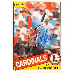 572346 St Louis Cardinals Tom Herr Autographed Baseball Card - 1985 O Pee Chee No.113