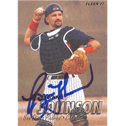 570819 San Diego Padres, SC Brian Johnson Autographed Baseball Card - 1997 Fleer No.466