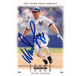 571025 New York Yankees Hall of Famer Wade Boggs Autographed Baseball Card - 1996 Upper Deck No.117 Young At Heart