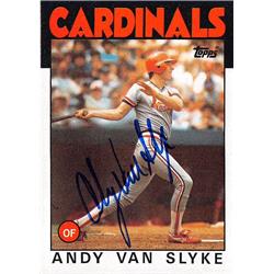 572301 St Louis Cardinals Andy Van Slyke Autographed Baseball Card - 1986 Topps No.683