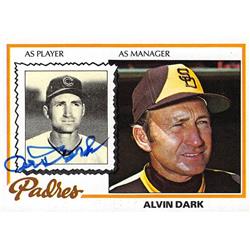 570521 San Diego Padres, SC Alvin Dark Autographed Baseball Card - 1978 Topps No.467
