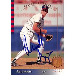 570694 Anaheim Angels, SC Russ Springer Autographed Baseball Card - 1993 Upper Deck No.27