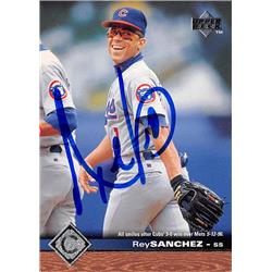 570901 Chicago Cubs, SC Rey Sanchez Autographed Baseball Card - 1997 Upper Deck No.32