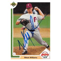 571008 Philadelphia Phillies Mitch Williams Autographed Baseball Card - 1991 Upper Deck No.769