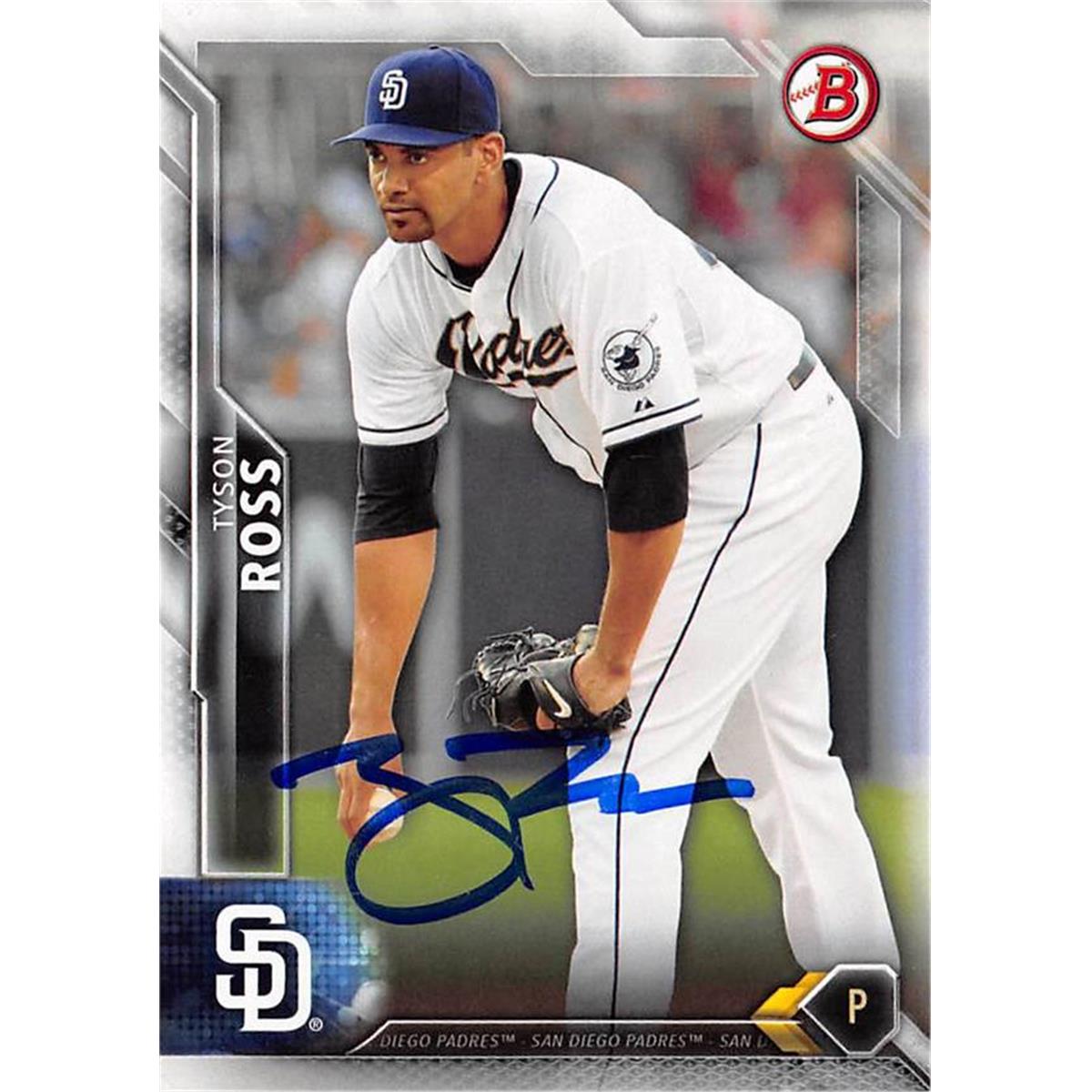 571110 San Diego Padres Tyson Ross Autographed Baseball Card - 2016 Topps No.73