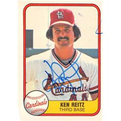 571165 St Louis Cardinals 3B Ken Reitz Autographed Baseball Card - 1981 Fleer No.530