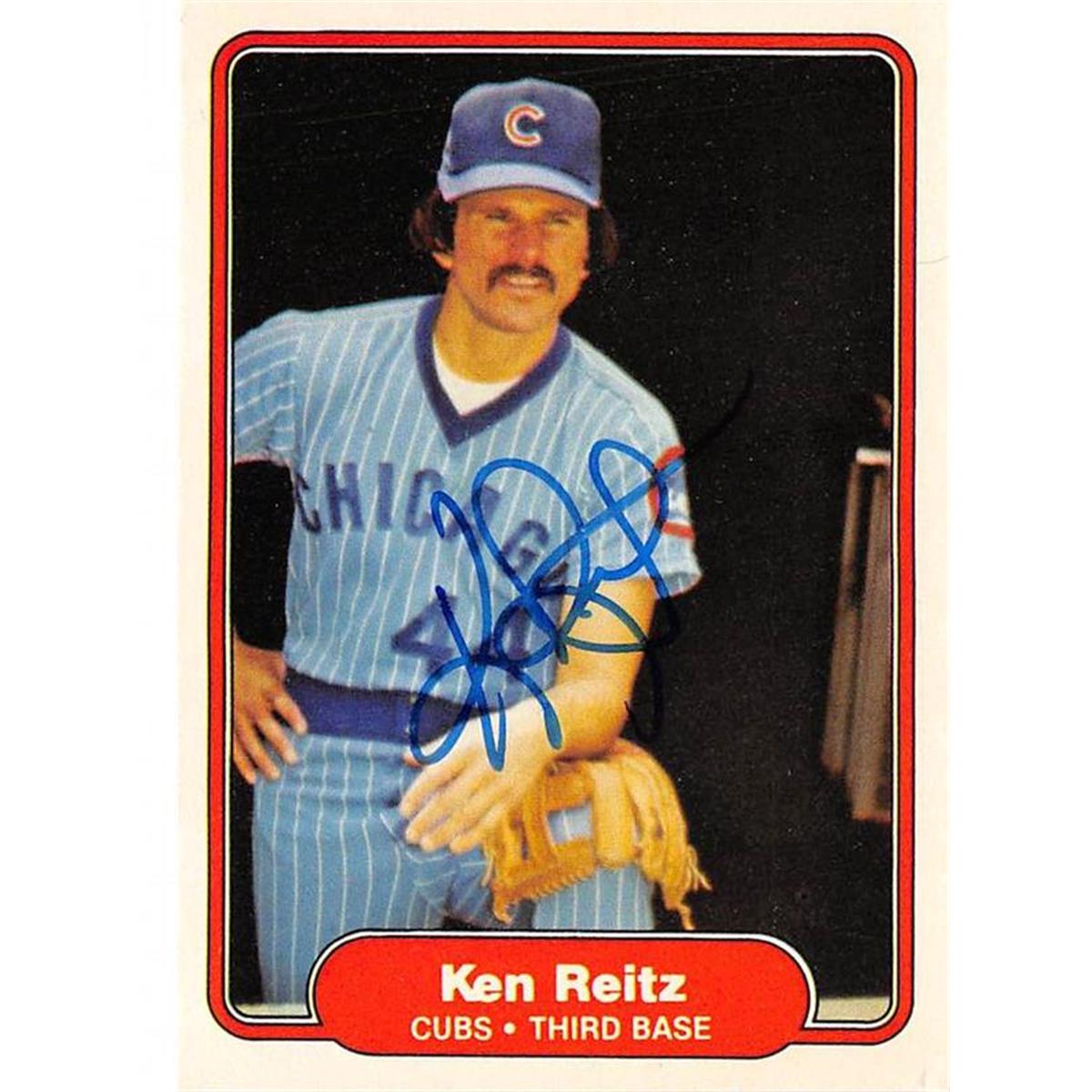 571167 Chicago Cubs 3B Ken Reitz Autographed Baseball Card - 1982 Fleer No.602