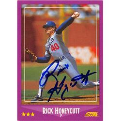571194 Los Angeles Dodgers Rick Honeycutt Autographed Baseball Card - 1988 Score No.87