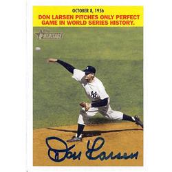 572371 New York Yankees Don Larsen Autographed Baseball Card - 2005 Topps Heritage No.FDL Highlights World Series Perfect Game -  Autograph Warehouse