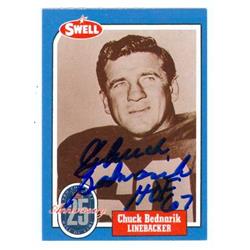 582874 Philadelphia Eagles Hall of Fame Chuck Bednarik Autographed Football Card - 1988 Swell No.14 inscribed HOF 67 -  Autograph Warehouse