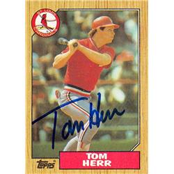 570558 St Louis Cardinals, SC Tom Herr Autographed Baseball Card - 1987 Topps No.721