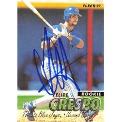 570642 Toronto Blue Jays, SC Felipe Crespo Autographed Baseball Card - 1997 Fleer No.507