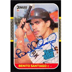 571001 San Diego Padres Benito Santiago Autographed Baseball Card - 1987 Donruss Rated Rookie No.31