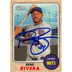 571114 New York Mets Rene Rivera Autographed Baseball Card - 2017 Topps Heritage No.682