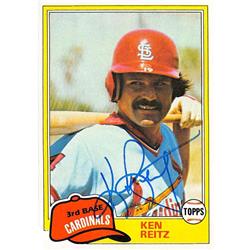 571163 St Louis Cardinals 3B Ken Reitz Autographed Baseball Card - 1981 Topps No.441