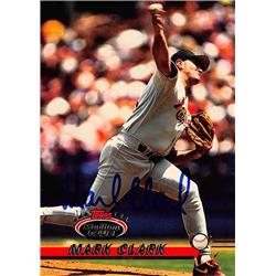 572251 St. Louis Cardinals Mark Clark Autographed Baseball Card - 1993 Topps Stadium Club No.60